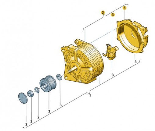 Alternator-rozrusznik (chłodzony cieczą) (nr katalogowy: 4N1903028AX)