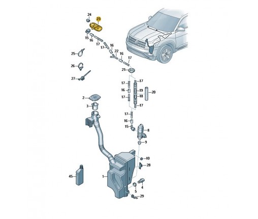 Dysza spryskiwacza,podgrzewana czerń sat (nr katalogowy: 5G09559869B9)
