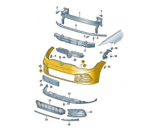 Poszycie zderzaka gruntowany (nr katalogowy: 5H0807217AFGRU)