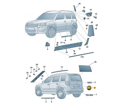Znaczek SKODA satinschwarz/melange (nr katalogowy: 5L0853621MEL)