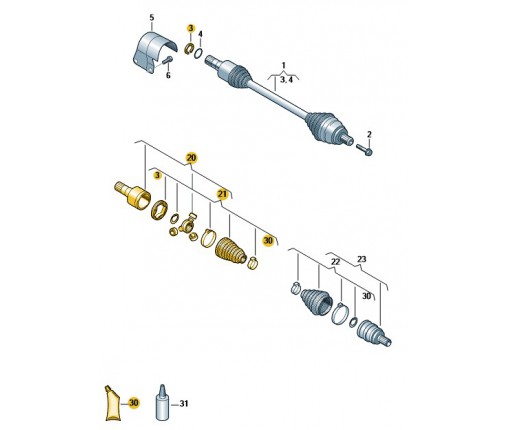 Przegub równobieżny z osłoną przegubu i (nr katalogowy: 5QN498103D)