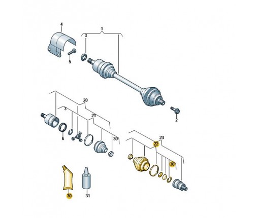 Osłona przegubu z elementami montażowymi (nr katalogowy: 6R0498203)