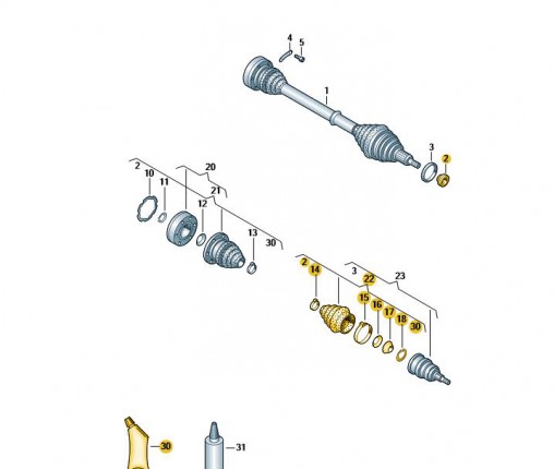 Osłona przegubu z elementami montażowymi (nr katalogowy: 6R0498203D)
