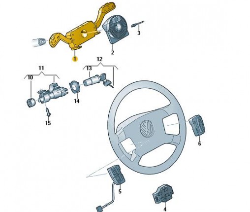Przełącz.zespolony kierownicy czerń saty (nr katalogowy: 6R59535079B9)