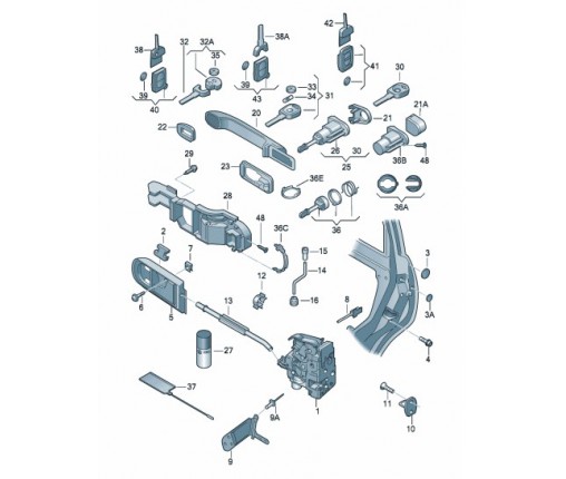 Kołek blokady zamka chromowy (nr katalogowy: 6Y0837181A739)