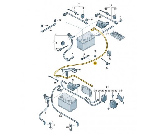 Wiązka przewodów do akum.+ (nr katalogowy: 7C0971228J)