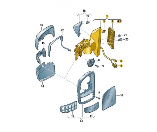 Oprawa lusterka wstecznego czerń satynow (nr katalogowy: 7C1857407J9B9)