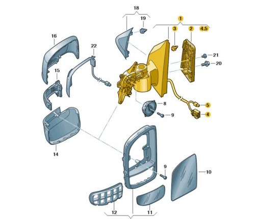 Oprawa lusterka wstecznego czerń satynow (nr katalogowy: 7C1857408J9B9)