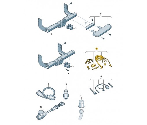 Wiąz hak.hol.,13-pin, sam. bez przyg LWB (nr katalogowy: 7C3055204)