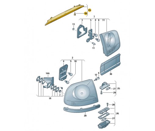 Trzecie światło hamowania z dyszą natrys (nr katalogowy: 7L6945097C)