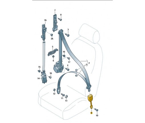 Zamek pasa bezpieczeństwa,czerń satynowa (nr katalogowy: 8E0857755Q01C)