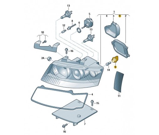 Oprawa żarówek (nr katalogowy: 8E0953053)
