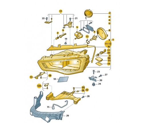 Reflektor halogenowy (nr katalogowy: 8K0941004AB)