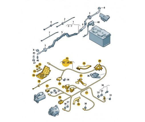 Wiązka przewodów rozrusznika i alternato (nr katalogowy: 8K0971228G)