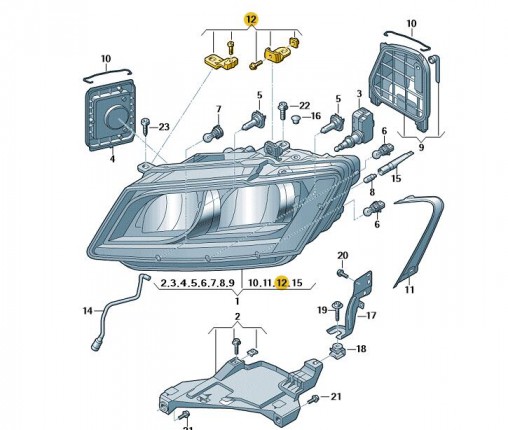 Zestaw naprawczy obudowy reflektora (nr katalogowy: 8R0998121A)