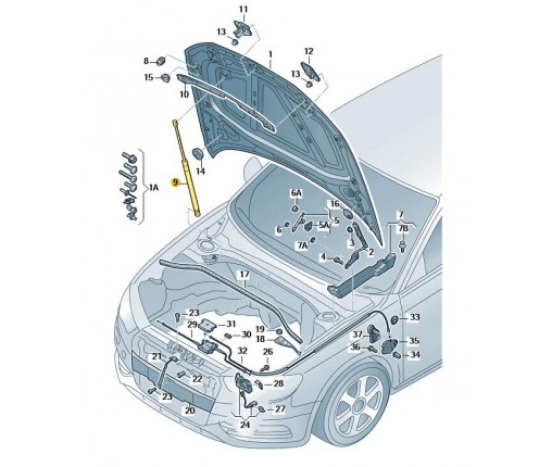 Siłownik gazowy (nr katalogowy: 8V0823359)