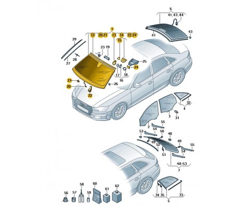 Szyba czołowa (warstwowa) bez obróbki ws (nr katalogowy: 8W0845099ADNVB)