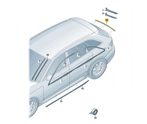 Listwa ozdobna pokrywy tylnej CZern blys (nr katalogowy: 8W9853927AT94)