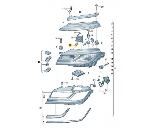 Oprawa żarówki z żarówką, żółte szkło (nr katalogowy: N10776302)